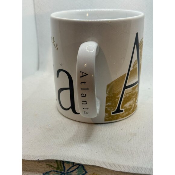 Starbucks Atlanta City Mug 1994 Collector Series White & Gold Ceramic - Picture 4 of 7